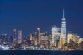 New york,usa, 08-25-17: new york city skyline  at night with reflection in hudson river Royalty Free Stock Photo