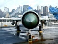 A MiG-21PFM Soviet Fighter Jet onboard The USS Intrepid Air Space Museum, New York Royalty Free Stock Photo