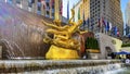 New York, USA December 10, 2023: Mural of Rockefeller Center, in the heart of Manhattan in the Big Apple. Royalty Free Stock Photo