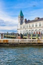 New York, USA. The famous Pier A Harbor House in Battery Park.