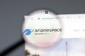 New York, USA - 15 February 2021: Arianespace website in browser with company logo, Illustrative Editorial Royalty Free Stock Photo