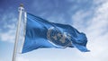 The Flag with the logo of the United Nations waving in the wind Royalty Free Stock Photo