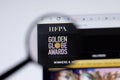 New York, USA - 17 February 2021: Golden Globes logo close up on website page, Illustrative Editorial Royalty Free Stock Photo