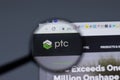 New York, USA - 17 February 2021: PTC Parametric Technology Corporation logo close up on website page, Illustrative Editorial