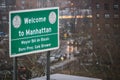 NEW YORK, USA - FEBRUARY 24, 2018: Welcome to Manhattan, Mayor Bill de Blasio