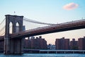 New York, Usa: an iconic view of Brooklyn Bridge at sunset Royalty Free Stock Photo