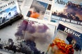 New York, USA: International Newspapers headlines about 9/11 2001 attack