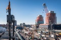 Construction site with new apartment buildings and cranes in Gowanus, Brooklyn, NY Royalty Free Stock Photo