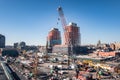 Construction site with new apartment buildings and cranes in Gowanus, Brooklyn, NY Royalty Free Stock Photo