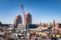 Construction site with new apartment buildings and cranes in Gowanus, Brooklyn, NY Royalty Free Stock Photo