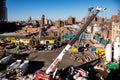 Construction site with new apartment buildings and cranes in Gowanus, Brooklyn, NY Royalty Free Stock Photo