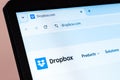 New York, USA - January 01, 2025: Dropbox website displayed on computer screen showcasing cloud storage, file sharing Royalty Free Stock Photo