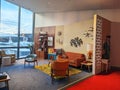 Vintage design of 1962 Living Room Mock up at TWA Hotel at John F. Kennedy Airport in New York