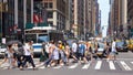 Crowded pedestrian crossing in downtown New York.