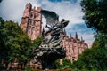 NEW YORK, USA - JULY 13, 2016: statue near St.John cathedral the