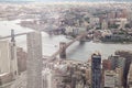 NEW YORK,USA- JUNE 18,2018:Aerial view of building and Brooklyn bridge in new york city from one world trade building Royalty Free Stock Photo