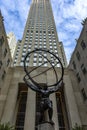 New York, USA June 4, 2023: Atlas the bronze statue and Rockefeller Center Royalty Free Stock Photo