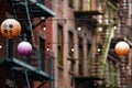 New York, USA June 3, 2023: Chinatown Chinese red lanterns Royalty Free Stock Photo