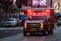 New York, USA - June 21, 2019: In the evening, a ambulance car with the flashing lights in Manhattan - image Royalty Free Stock Photo