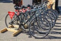 New York,USA-June 12,2018:Hard rock cafe rental bikes near niagara fall at New York,USA