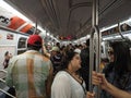 Crowded subway train