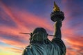 New York, USA June 1, 2023: Panoramic photograph of the incredible Statue of Liberty with its torch.