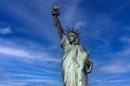 New York, USA June 1, 2023: Panoramic photograph of the Statue of Liberty with its torch. Royalty Free Stock Photo