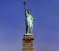 New York, USA June 1, 2023: The Statue of Liberty on the pedestal in Manhattan is the symbol of democracy and freedom. Royalty Free Stock Photo