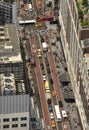 New York, USA - June 8, 2018: View from skyscrapers on the streets of New York City. Top view on the street with cars on the road Royalty Free Stock Photo