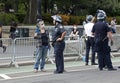 Woman speaks to police officer during George Floyd protest New York Royalty Free Stock Photo