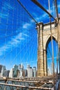 Lower Manhattan from Brooklyn Bridge which across the East Rive