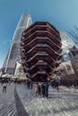 New York, USA -  MARCH 18, 2019: Modern architecture building Vessel spiral staircase is the centerpiece of the Hudson Yards in Ne Royalty Free Stock Photo