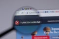 New York, USA - 18 March 2021: Turkish Airlines company logo icon on website, Illustrative Editorial