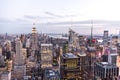 New york, USA - May 17, 2019: New York City Manhattan midtown aerial panorama view with skyscrapers and blue sky in the Royalty Free Stock Photo