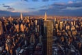 New York, USA - May 11, 2021: New York City Manhattan sunset skyline panorama view. Stunning and magnificent view of famous city