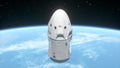 New york, USA - May 31, 2020: Crew dragon cargo spacecraft in earth orbit. Spacex