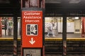 Customer assistance intercom in a subway station in New York City