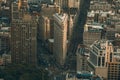 New York, USA - May 25, 2016: Flatiron Building aerial view in New York City Manhattan with skyscrapers. View from Empire State Bu Royalty Free Stock Photo