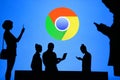 NEW YORK, USA, 25. MAY 2020: Google Chrome web browser developed by Google Group of business people chat on mobile phone and Royalty Free Stock Photo