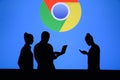 NEW YORK, USA, 25. MAY 2020: Google Chrome web browser developed by Google Group of business people chat on mobile phone and