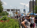 Tourists near the Brooklyn bridge Royalty Free Stock Photo