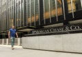 New York, USA - May 26, 2018: A man pass near JPMorgan Chase & C Royalty Free Stock Photo