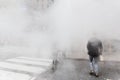 Vapor from street underground in NYC Royalty Free Stock Photo