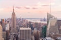 New york, USA - May 17, 2019: New York City Manhattan midtown aerial panorama view with skyscrapers and blue sky in the Royalty Free Stock Photo