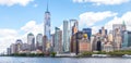 NEW YORK, USA - MAY 16, 2019: One World Trade Center and skyline panorama of downtown Financial District and the Lower Royalty Free Stock Photo