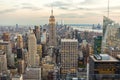 New york, USA - May 17, 2019: Panorama view of New York city skyline and skyscrapers at sunset Royalty Free Stock Photo