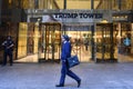 New York, USA - May 31 2018: Pedestrian walk past the front entrance Trump Tower on Fifth Avenue in New York.