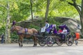 People on horse carriage ride in Central Park of New York City Royalty Free Stock Photo