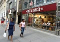 New York, USA - May 26, 2018: People pass near Pret A Manger in Royalty Free Stock Photo