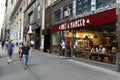 New York, USA - May 26, 2018: People pass near Pret A Manger in Royalty Free Stock Photo